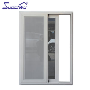 Superwu Cheap residential aluminium sliding glass windows with aluminium security mesh
