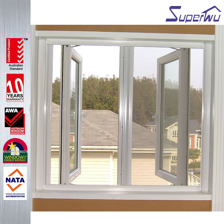 Superwu UPVC frame white color fixed glass window,casement window and doors