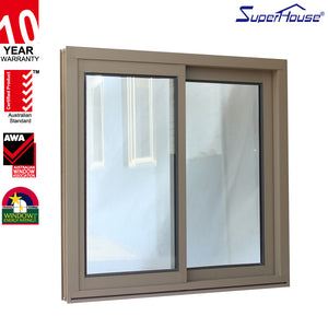 Suerhouse Aluminum Slider Windows with Powder coat profile and 10 Years warranty Two Track Aluminum Sliding Window