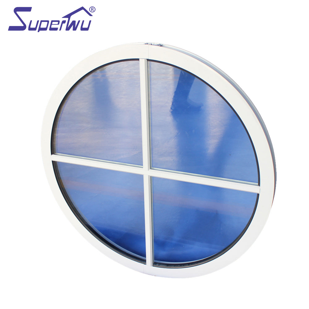 Superwu Customized size diy install round open arch fixed window with grills design