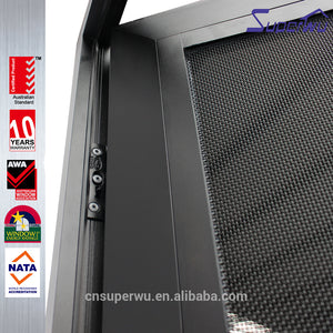 Superwu Australian standard AS2047 security screen door design stainless steel mesh double aluminum casement door