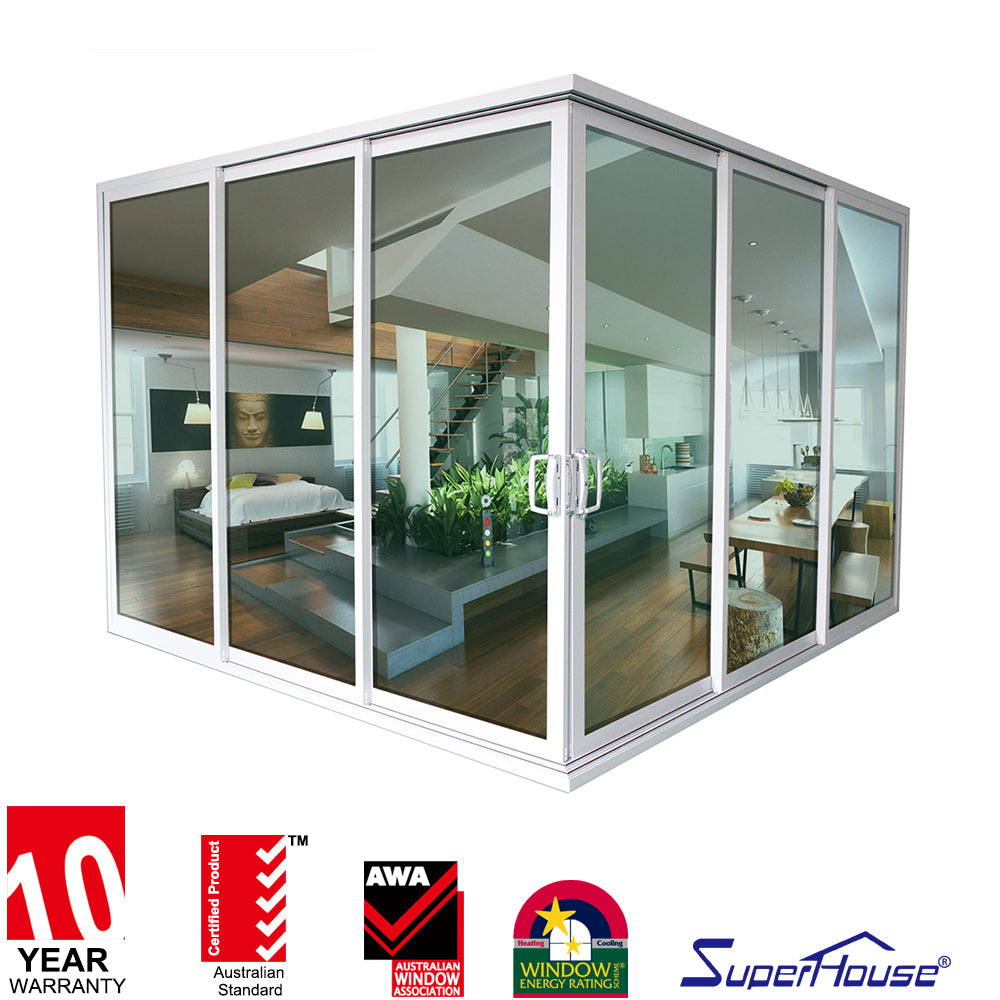 Suerhouse Australia AS2047 standard commercial system large double glass corner aluminum sliding barn door