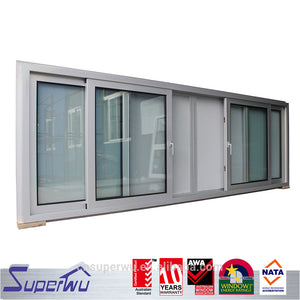 Superwu AU & NZ standard low-E double glass Aluminum Profile tempered glass sliding window with mosquito screen