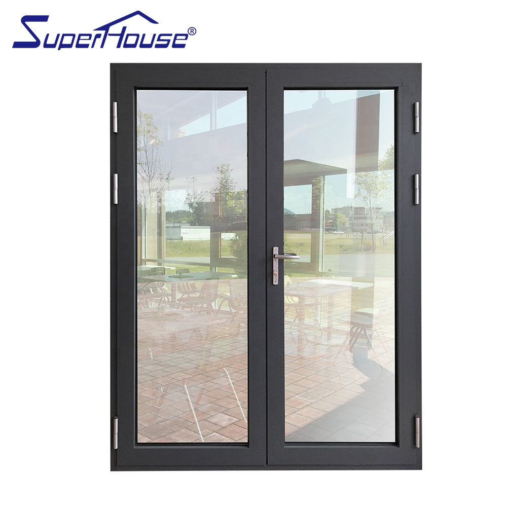 Superhouse Commercial building use automatic swing door aluminum glass hinge door