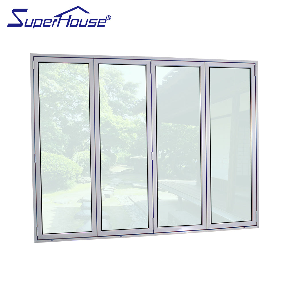 Superhouse AS2047 Certificated European standard Folding sliding glass doors / bi folding door / glass garage door prices
