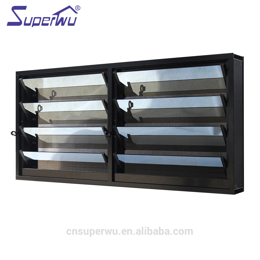 Superwu AAMA AS2047 NFRC Glass shutter with burglar bars AS 2208 glass with flyscreen