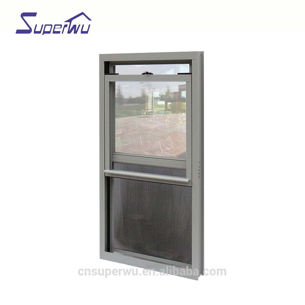Superwu Aluminum single hung windows double glazed dust proof window with flyscreen