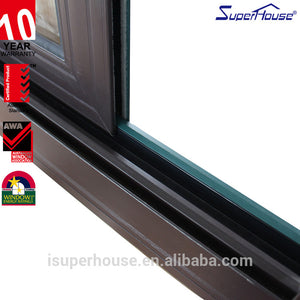 Superhouse Double tempered glass bronze color AS2047 aluminium sliding windows with flyscreen