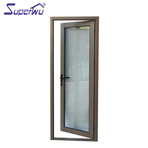 Superwu Aluminium profile new design NOA code security door unbreakable glass hinge door with grill