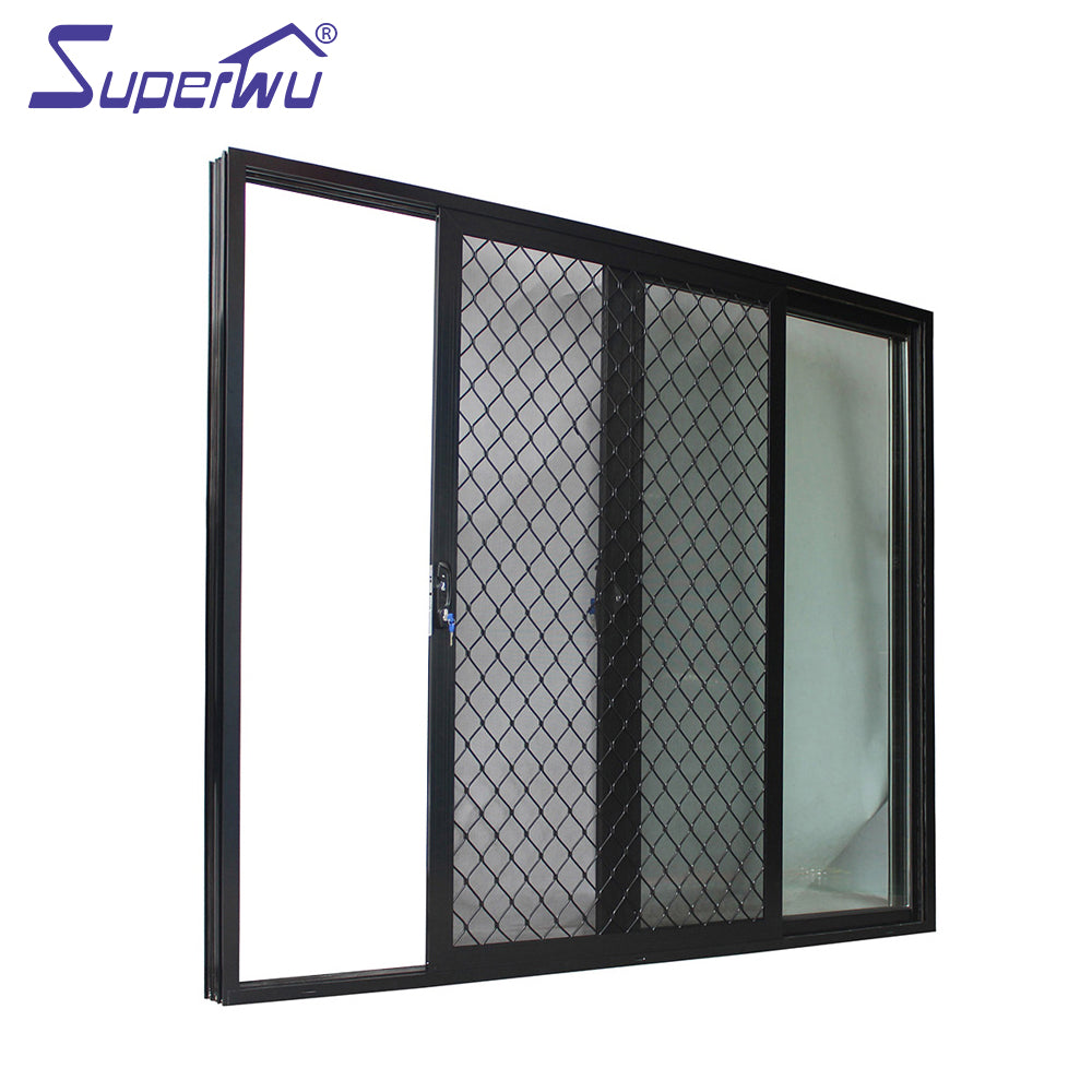 Superwu Large opening size commercial system Aluminium profile sliding door iron grill design