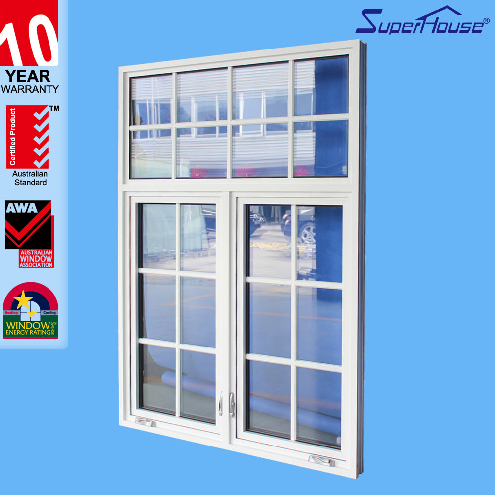 Superhouse Canada standard aluminum frame double tempered glass windows with colony bar