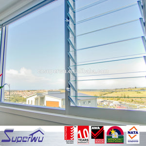 Superwu Aluminium Jalousie Windows with Single Tempered Glass with flyscreen