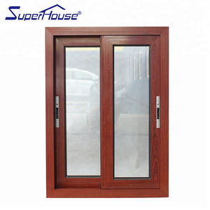 Superhouse US standard wooden grain color frame aluminium sliding window for house