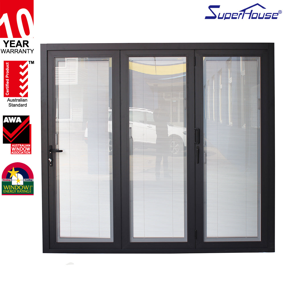 Suerhouse Toughened glass interior aluminium bifold door folding glass doors with german hardware
