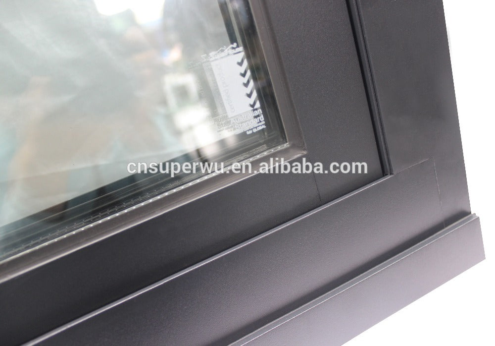 Superhouse Powder coating treatment black color aluminium sliding window with insulated glass