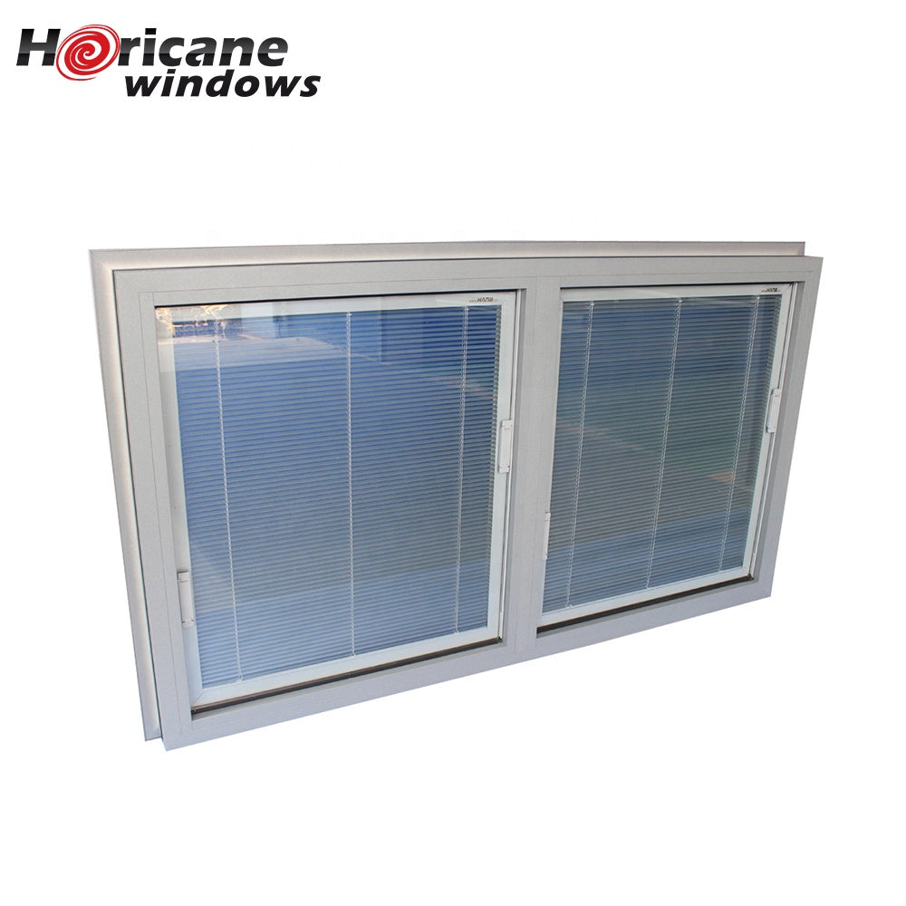 Superhouse Square aluminium double glazed fixed window with blind built-in