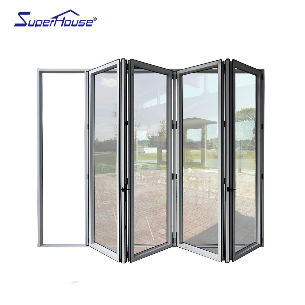 Suerhouse Superhouse Accordion Aluminum Glass Patio Exterior Stacker Bi-folding Folding Doors for Sale