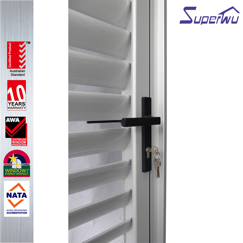 Superwu AS2047 standard customer logo & design double glazing aluminium louvre door