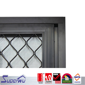 Superwu Large opening size commercial system Aluminium profile sliding door iron grill design