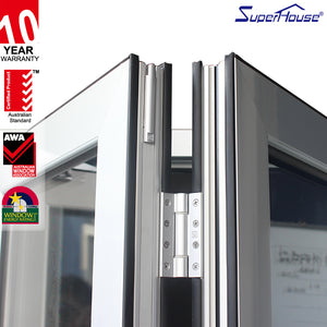 Suerhouse China Aluminum Double Glazed Pivot Sliding Accordion Bifold Doors For Sale with Sobinco hardware