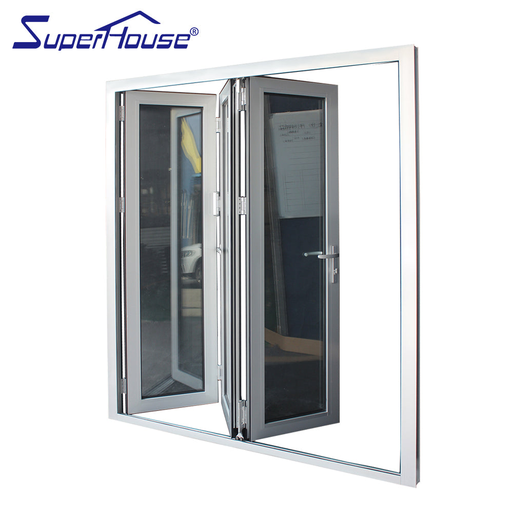 Suerhouse China Aluminum Double Glazed Pivot Sliding Accordion Bifold Doors For Sale with Sobinco hardware