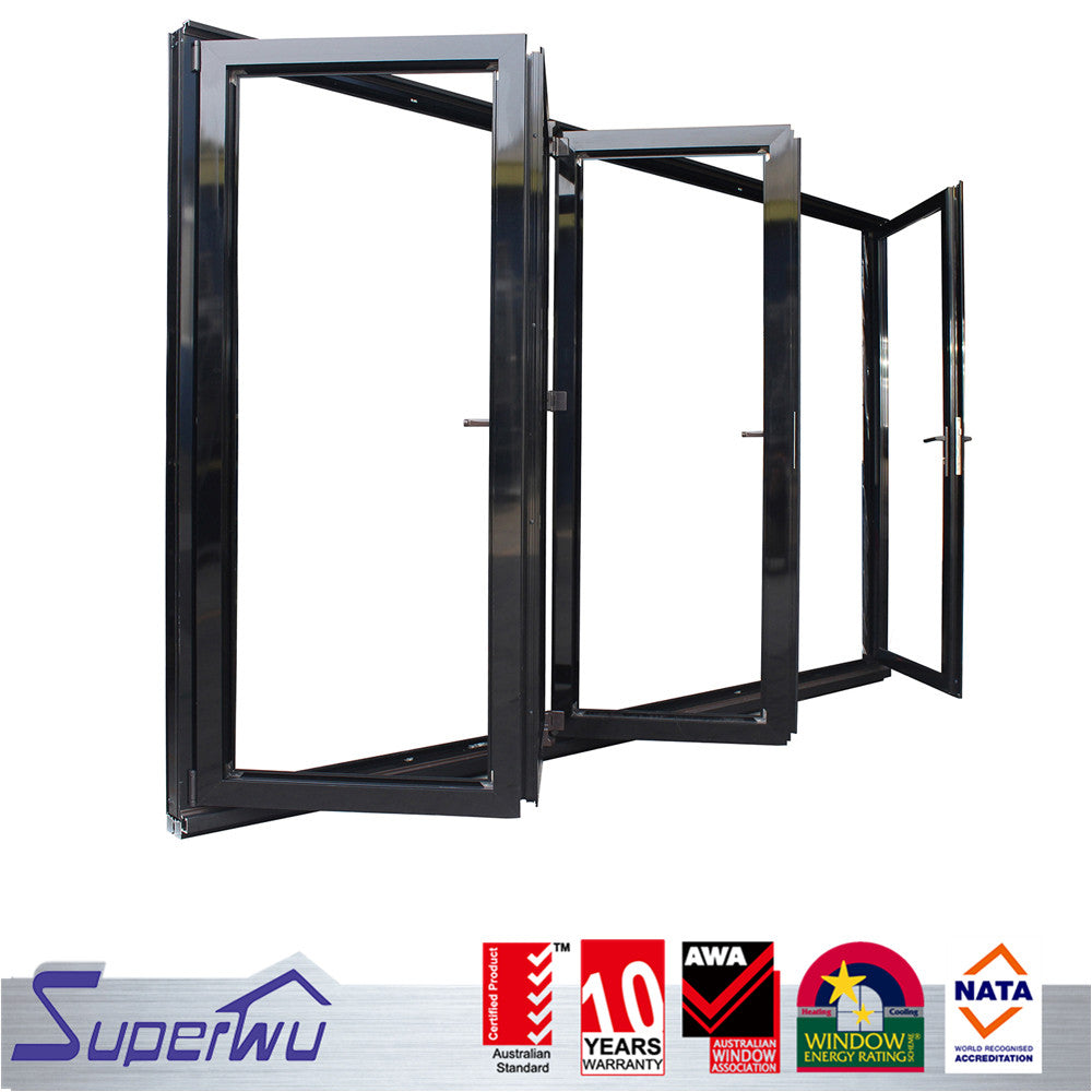 Superwu Double Glazing Aluminium Soundproof Used Exterior French Doors For Sale