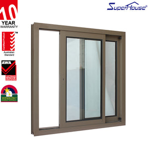 Suerhouse Aluminum Slider Windows with Powder coat profile and 10 Years warranty Two Track Aluminum Sliding Window