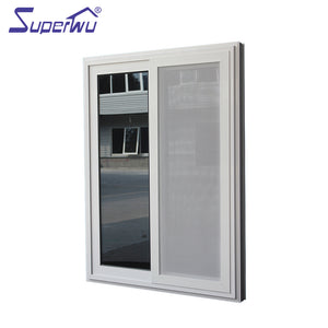 Superwu Cheap residential aluminium sliding glass windows with aluminium security mesh