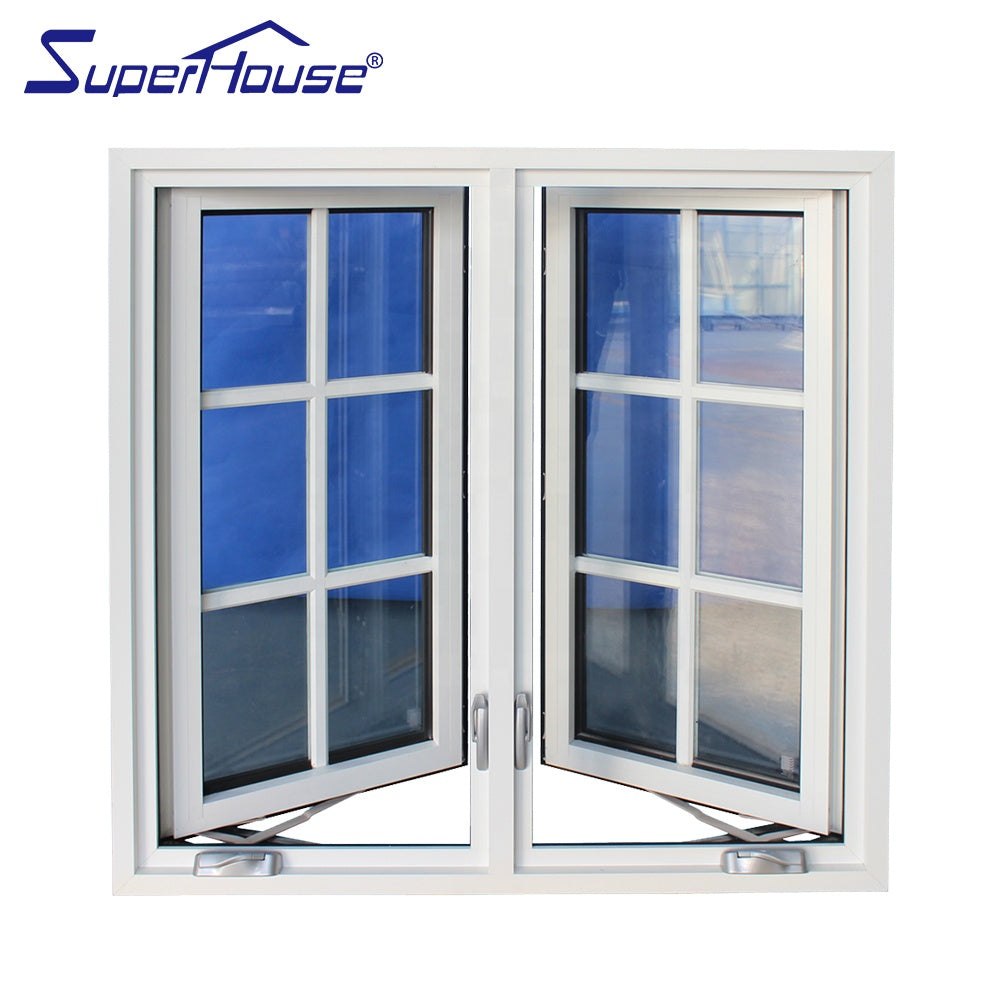 Superhouse American hand crank aluminum casement window with colonial grille