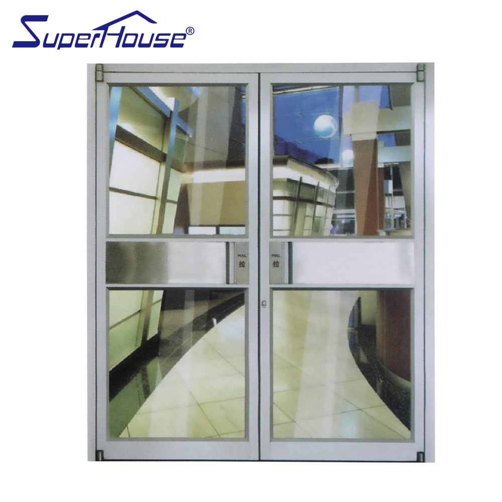 Superhouse Commerical system hinged door KFC doors with toughened glass aluminium frame