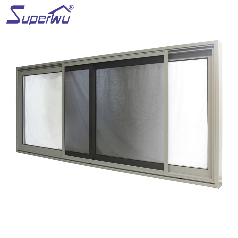 Superwu American NFRC Standard Customized Design Sliding Windows with Security Mesh Magnetic Screen Office Building Modern Industrial