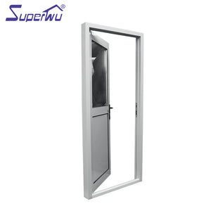 Superwu French style horizontal narrow frame swing doors with grill design