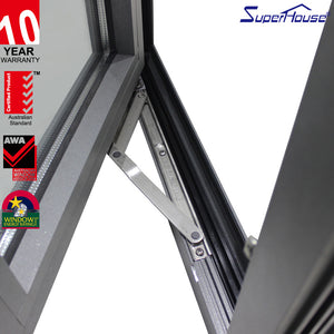 Superhouse North America NFRC and NOA standard high quality low-e glass cheap black aluminum casement windows prices