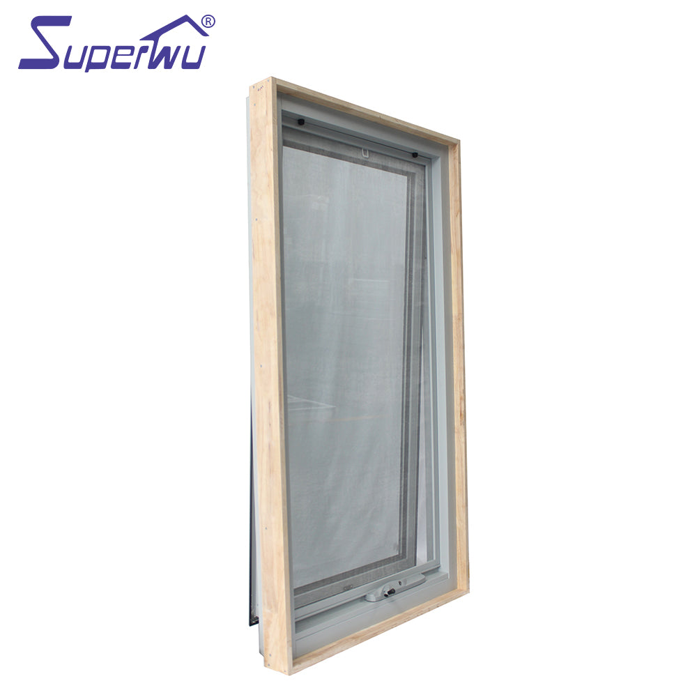 Superwu Australia standard aluminum chain winder awning window frosted glass fly mesh for house timber reveal frame