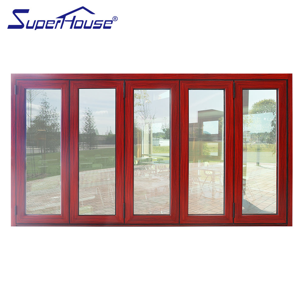 Superhouse AS2047 NFRC AAMA NAFS NOA standard double glass aluminium folding accordion doors