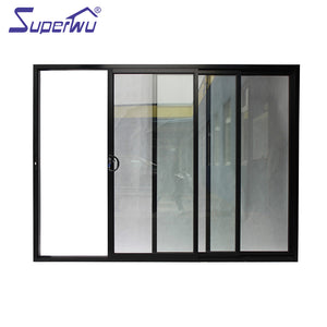 Superwu Australia standard black double glazed low e glass soundproof exterior patio sliding door