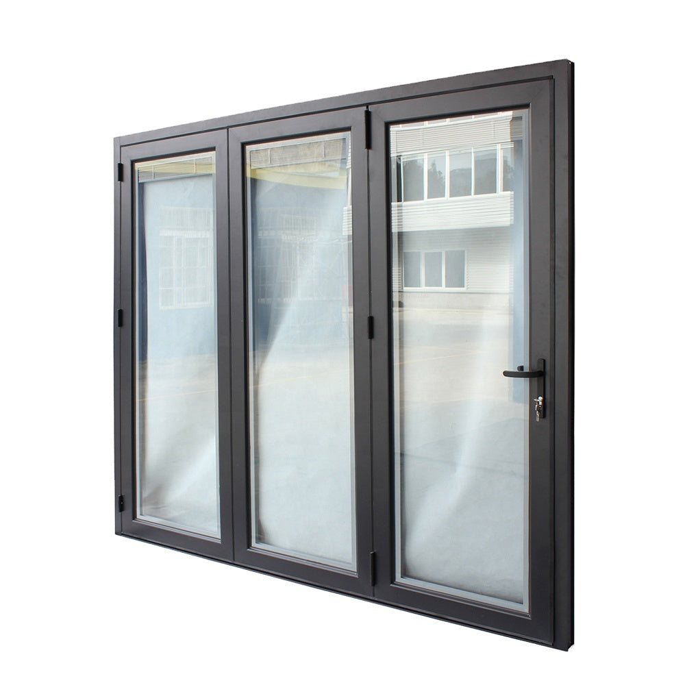 Superwu Aluminum folding door double tempered glass with shutters new design bi-folding door