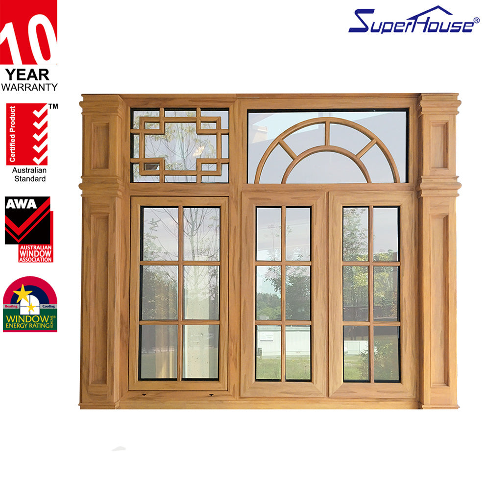 Superhouse Wooden Color Powder Coating Aluminum Casement Window