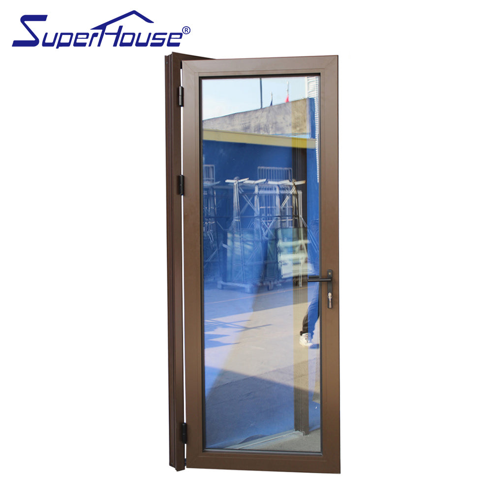 Superwu Standards modern design aluminium profile coffee color hinge door cheap casement door