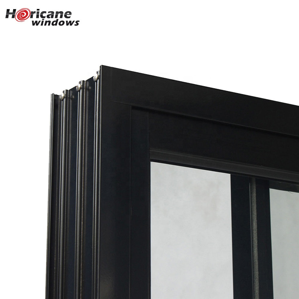 Superhouse NFRC AS2047 standard cavity black glass 3 panel triple aluminium frame sliding stacker door