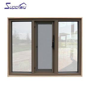 Superwu Aluminium profile winder chain lock double insulated tempered glass black aluminium awning window