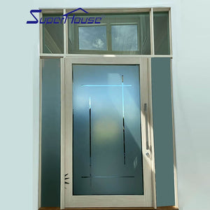 Superhouse Main front entry aluminum glazed casement swning out pivot door with big handle