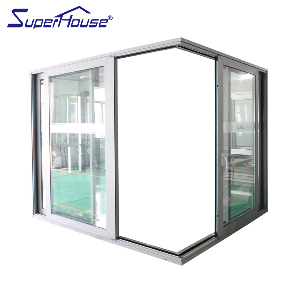 Superwu Factory supply standard double glazed corner aluminum sliding doors special design