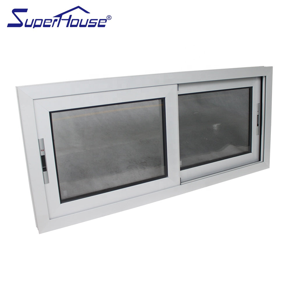 Superhouse Silver aluminum sliding hook lock window with black flyscreen