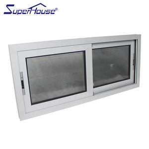 Superhouse Silver aluminum sliding hook lock window with black flyscreen