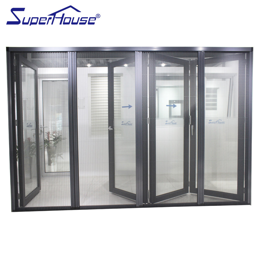 Superwu Aluminum alloy folding doors with flynet windproof bifolding doors factory supply