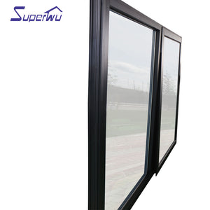 Superwu Australia standard aluminum sliding window glass sliding window black color powder coated