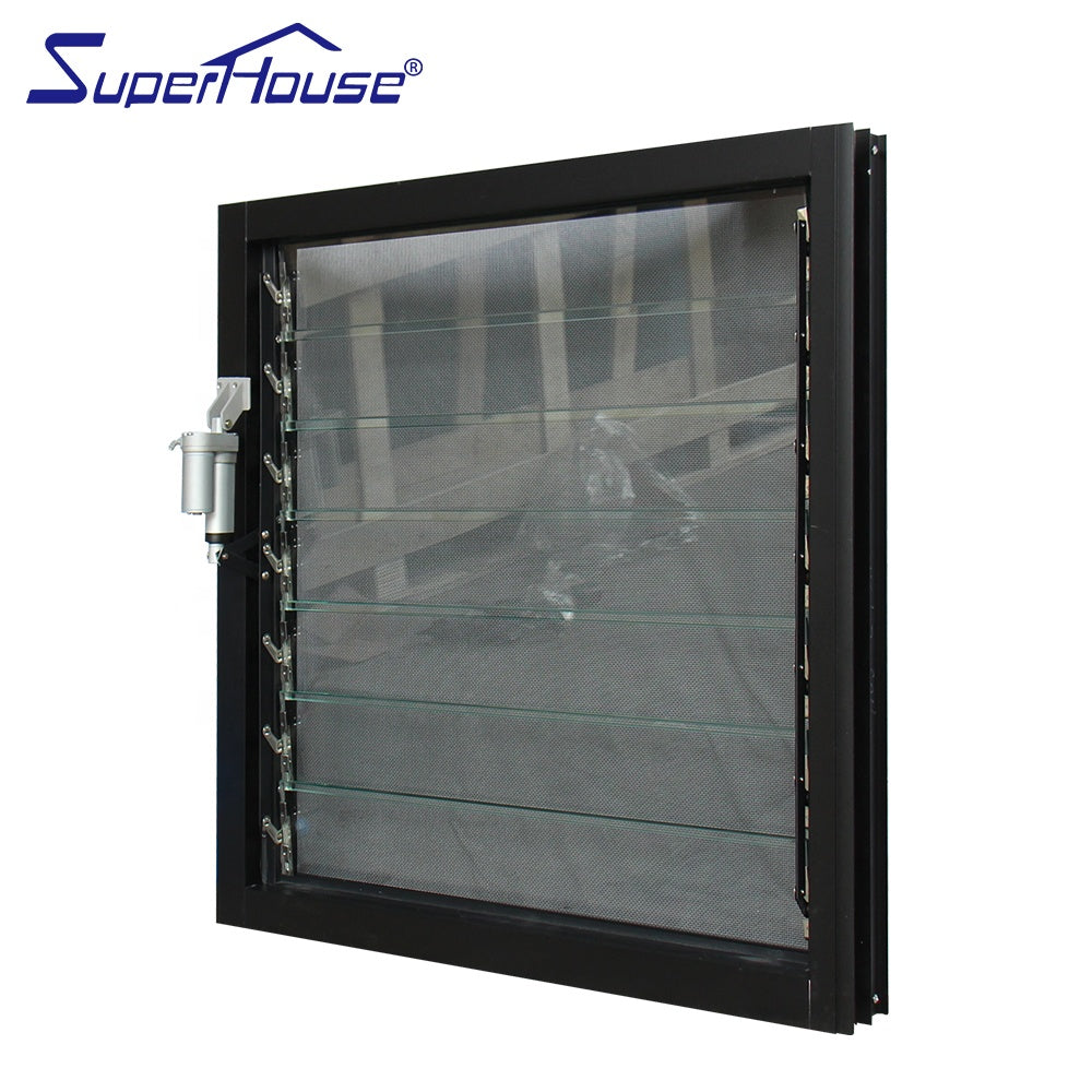 Superhouse Large size Electric aluminium frame adjustable glass louvre window for sale