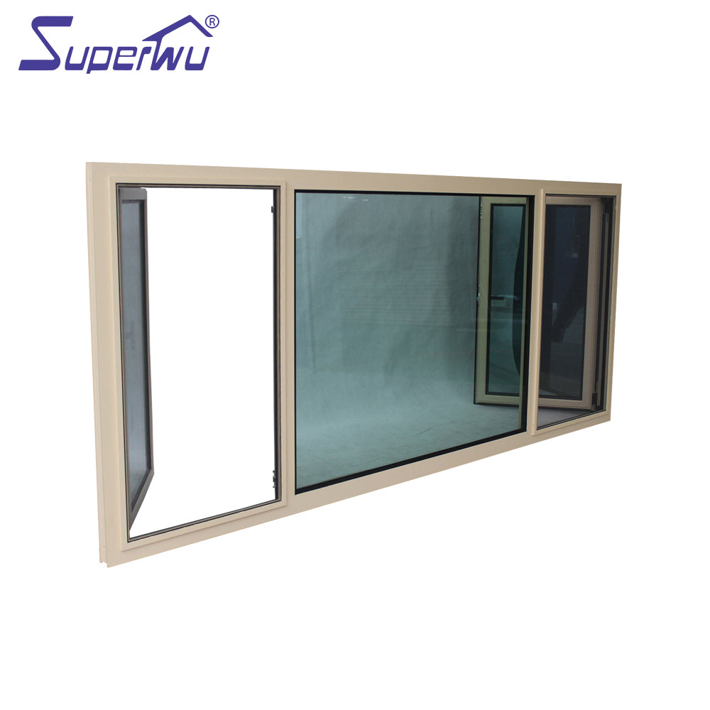 Superwu Aluminum alloy frame double tilt and turn windows tempered glass with cheap price with fixed windows