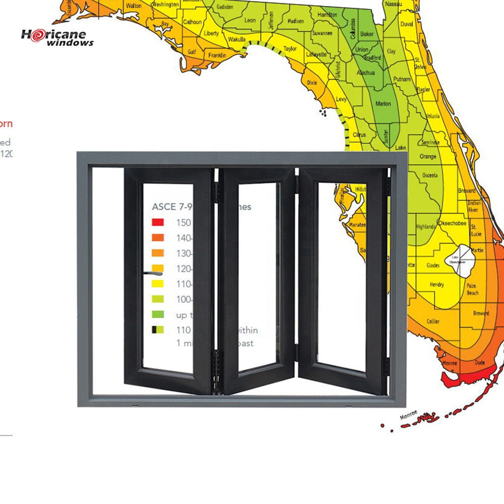 Superhouse Florida Miami-Dade Hurricane Approved NOA China tm boca raton best aluminum al bifold hurricane high impact glass windows